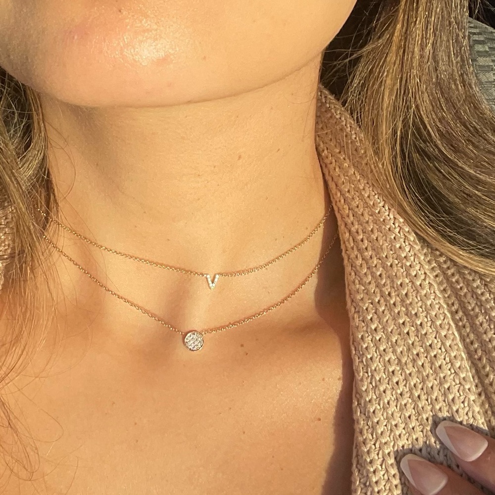 Diamond “V” initial necklace